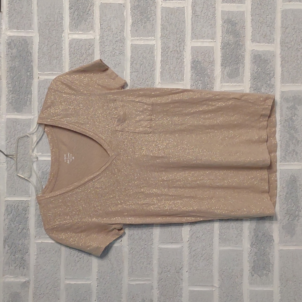 J. Crew 100% Linen Women's Gold Metallic V-Neck Lightweight Tee Shirt Size XS - Picture 12 of 13
